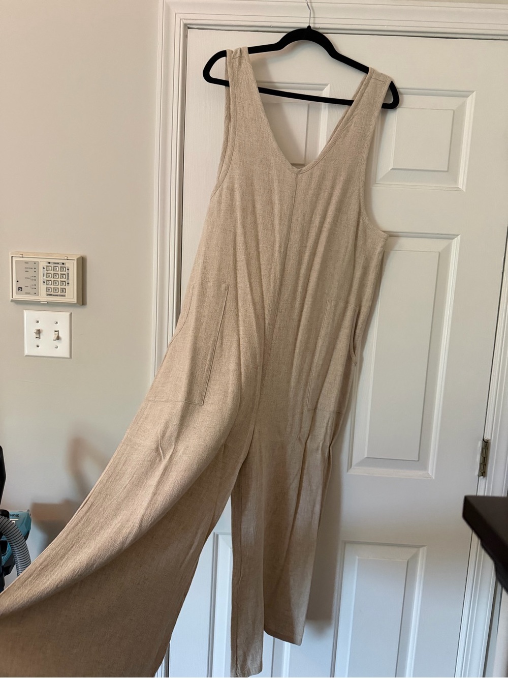 Treasure & Bond Sleeveless Wide-Leg Jumpsuit in Beige